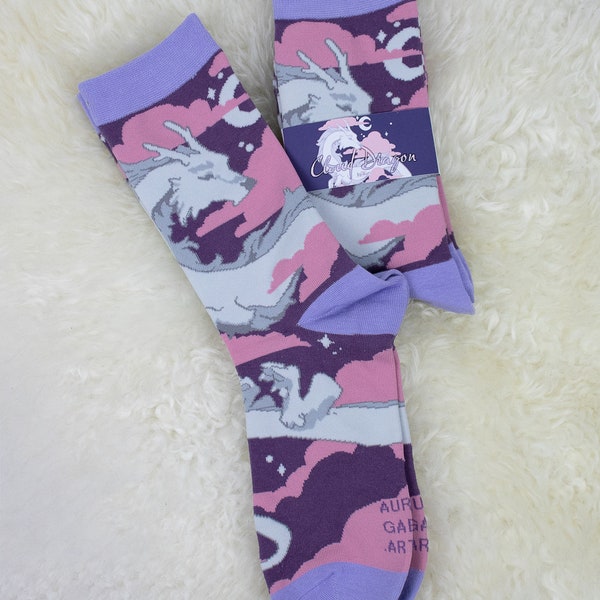 Cloud Dragon | Socks | One Size fits most (38-42) | kawaii japan aesthetic | Birthday Gift for Her | Christmas Present for Him