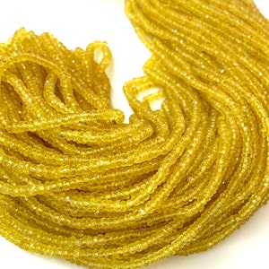 AAA++ Yellow Sapphire Faceted Rondelle Beads Natural Yellow Sapphire  2.75- 3.25mm Beads Rare Yellow Sapphire Bead Songea Sapphire Gemstone