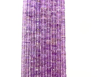 Natural Pink Amethyst Faceted Rondelle Gemstone Beads For Jewelry Making Beads Purple Amethyst Handmade Beads Faceted Rondelle Shape Beads