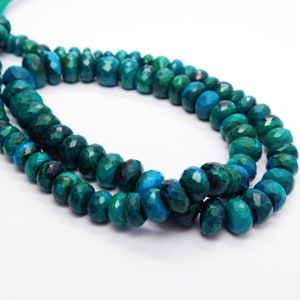Natural Chrysocolla Faceted Rondelle shape Gemstone Beads For Jewelry Making Beads Chrysocolla Blue Beads For Necklace Beads Jewelry Faceted