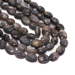 Gemstone Beads Natural Grey Golden Shine Faceted Oval Beads Handmade Moonstone Beads For Jewelry Making Gemstone Grey Faceted Moonstone Bead