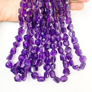 Natural African Amethyst Faceted Nuggets Gemstone Beads For Jewelry Making Beads Purple Handmade Beads 9x9-12x14 mm Beads For Necklace Beads