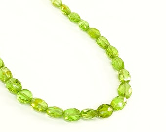 Natural Peridot faceted oval gemstone beads 5x6-6.5x7.5 mm Peridot Handmade beads for jewelry making beads Green Peridot beads Gemstone