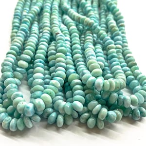 Natural Larimar Smooth Rondelle Beads 4.5-6 mm Larimar Handmade beads for jewelry making beads for necklace Larimar Gemstone Beads jewelry