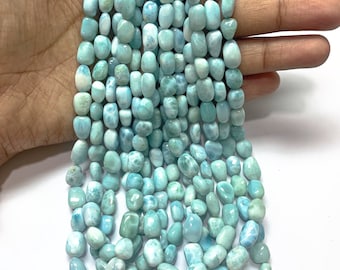 Natural Larimar Smooth Nuggets Beads 5-8 mm Larimar gemstone beads for jewelry making beads Blue Handmade beads gift necklace beads nuggets