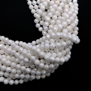 Natural White Quartz Faceted Round Gemstone Beads For Jewelry Making Beads White Round Handmade Beads White Quartz Beads Gemstone For Gift