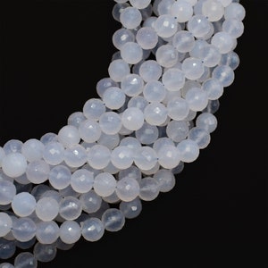 Natural Chalcedony Faceted Round Shape Gemstone Beads 8.5-9 MM Approx. Handmade Beads for jewelry making beads Chalcedony for Necklace beads
