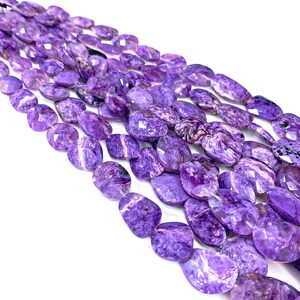 Natural Charoite Faceted Flat Nuggets Beads 10-15 mm Purple Charoite Handmade beads jewelry making beads Faceted Nuggets Gemstone Beads