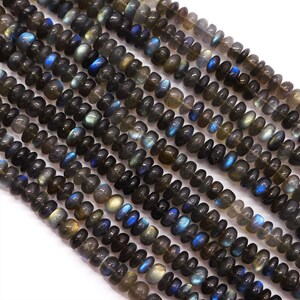 Natural Labradorite Smooth Rondelle Beads for Jewelry Making Beads Black Handmade Beads 8-8.5mm Approx. Handmade Beads Labradorite Beads