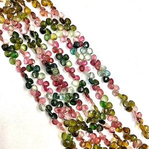 Natural Multi Tourmaline Faceted Heart Shape Gemstone Beads Handmade Beads for Jewelry Making Bead Multi-Color Beads for Necklace Tourmaline