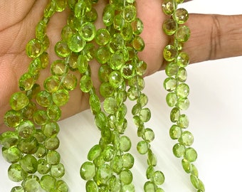 Natürliche Peridot Facettierte Herz Edelstein Perlen 6-6.5mm Peridot Handgemachte Perlen für Schmuck machen Perlen Grüne Peridot Edelstein Schmuck Halskette