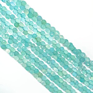 Natural Aqua Chalcedony faceted onion gemstone beads 5.5-6mm Chalcedony beads Handmade beads for jewelry making beads for necklace gemstone