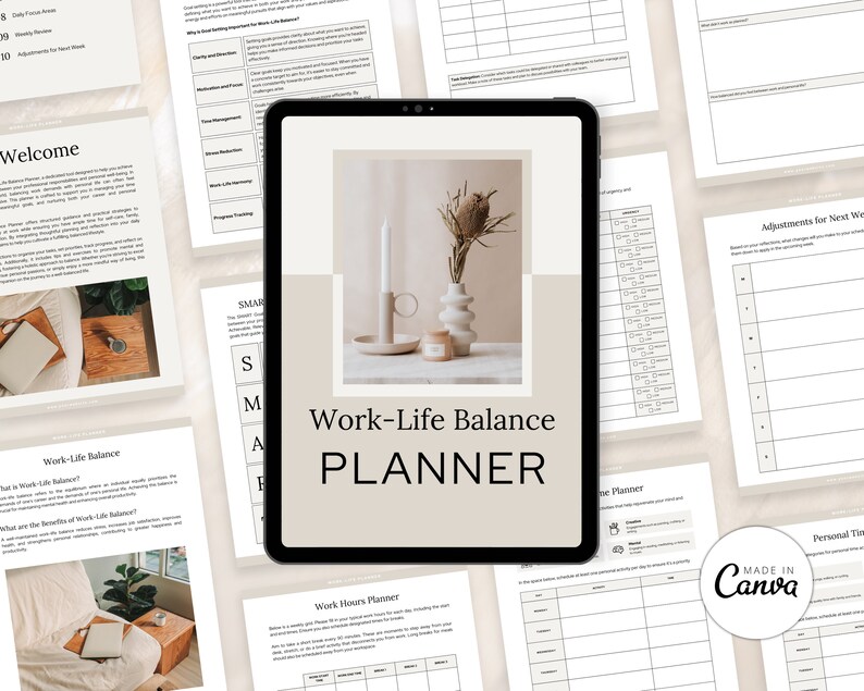 Work-life Balance Planner: SMART Goals, Daily Focus (canva Templates ...