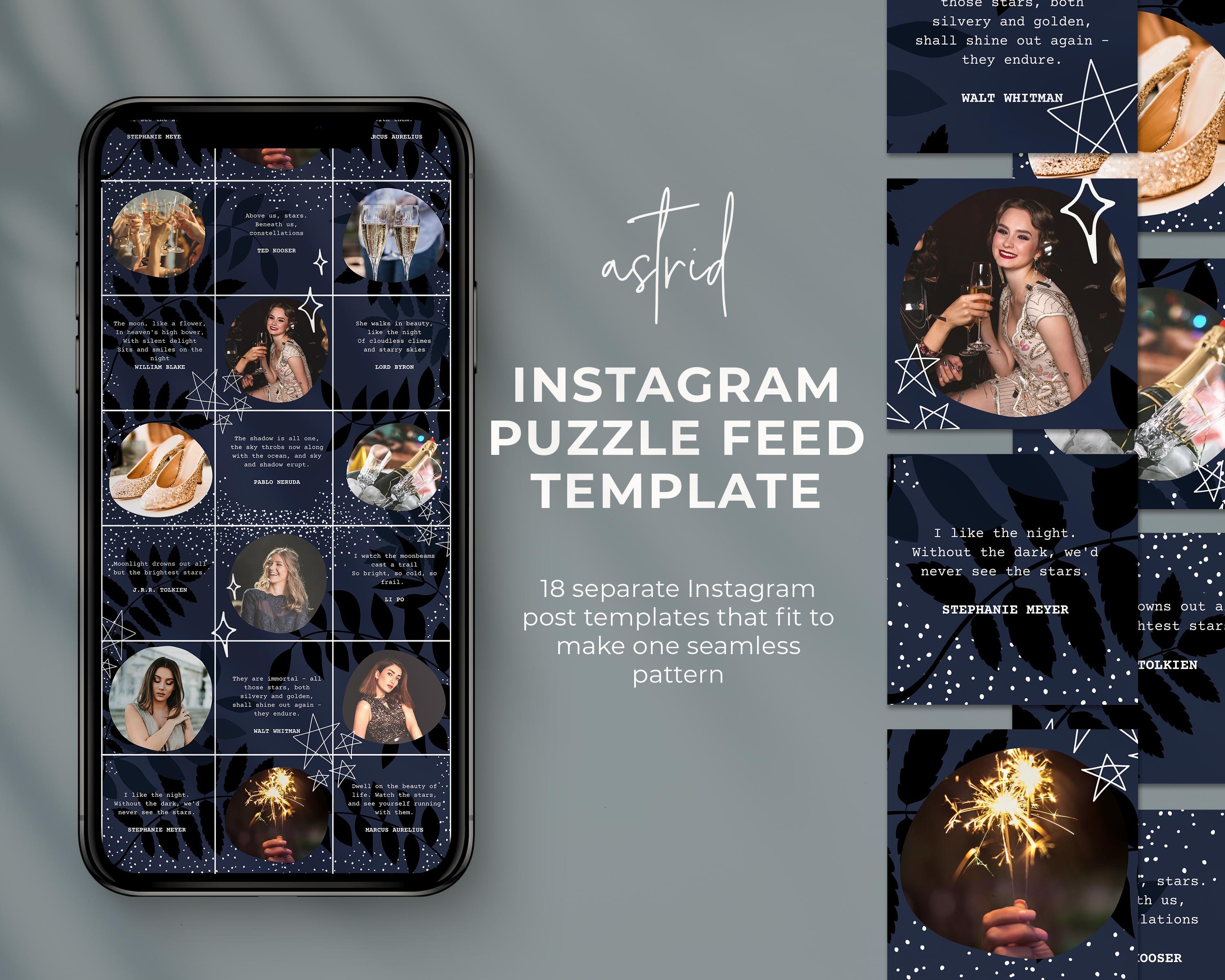 Instagram Puzzle Feed Template Canva 18 Posts Instagram Grid Ireland