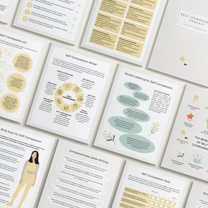 self compassion, self-compassion, canva templates, therapy tool, therapy workbook, therapy worksheets, therapist resources, therapy resources, counselor resources, counselor worksheets, counselor tool, miri campbell