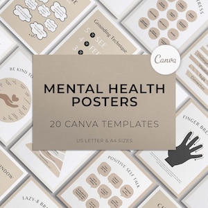 Mental Health Poster Canva Templates, Therapy Poster Templates, Printable Posters for Mental Health, Self Care Posters, Wellbeing Posters