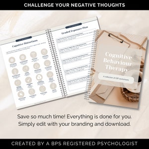 CBT Workbook Canva Templates, CBT Worksheets, Cognitive Behavioral Therapy Worksheets, CBT Tools, Coaching Templates, Coaching Tool