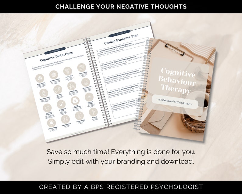 CBT Workbook Canva Templates, CBT Worksheets, Cognitive Behavioral Therapy Worksheets, CBT Tools, Coaching Templates, Coaching Tool