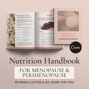 Nutrition Handbook for Perimenopause and Menopause, Menopause Nutrition Guide, Health Coach, Dietician Lead Magnet, Wellness Coach Ebook