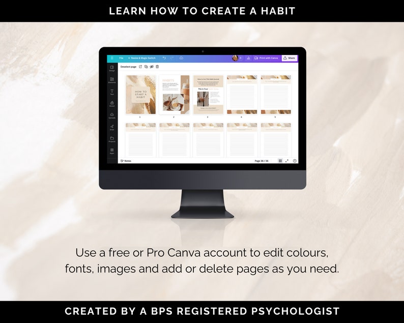 Habit Journal, Habit Journaling, Habit Builder, Habit Workbook, Canva Template, Coaching Template, Coaching Tool, Habit Journal Prompts