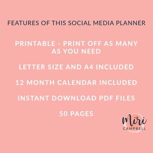 Printable Social Media Planner, Printable Planner, Social Media Posts ...