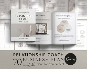 Relationship Coach Business Plan Canva Template (70 Pages)