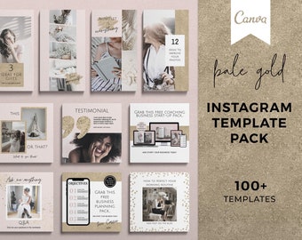 Pale Gold Instagram Templates for Canva: Story & Post (Digital Download)
