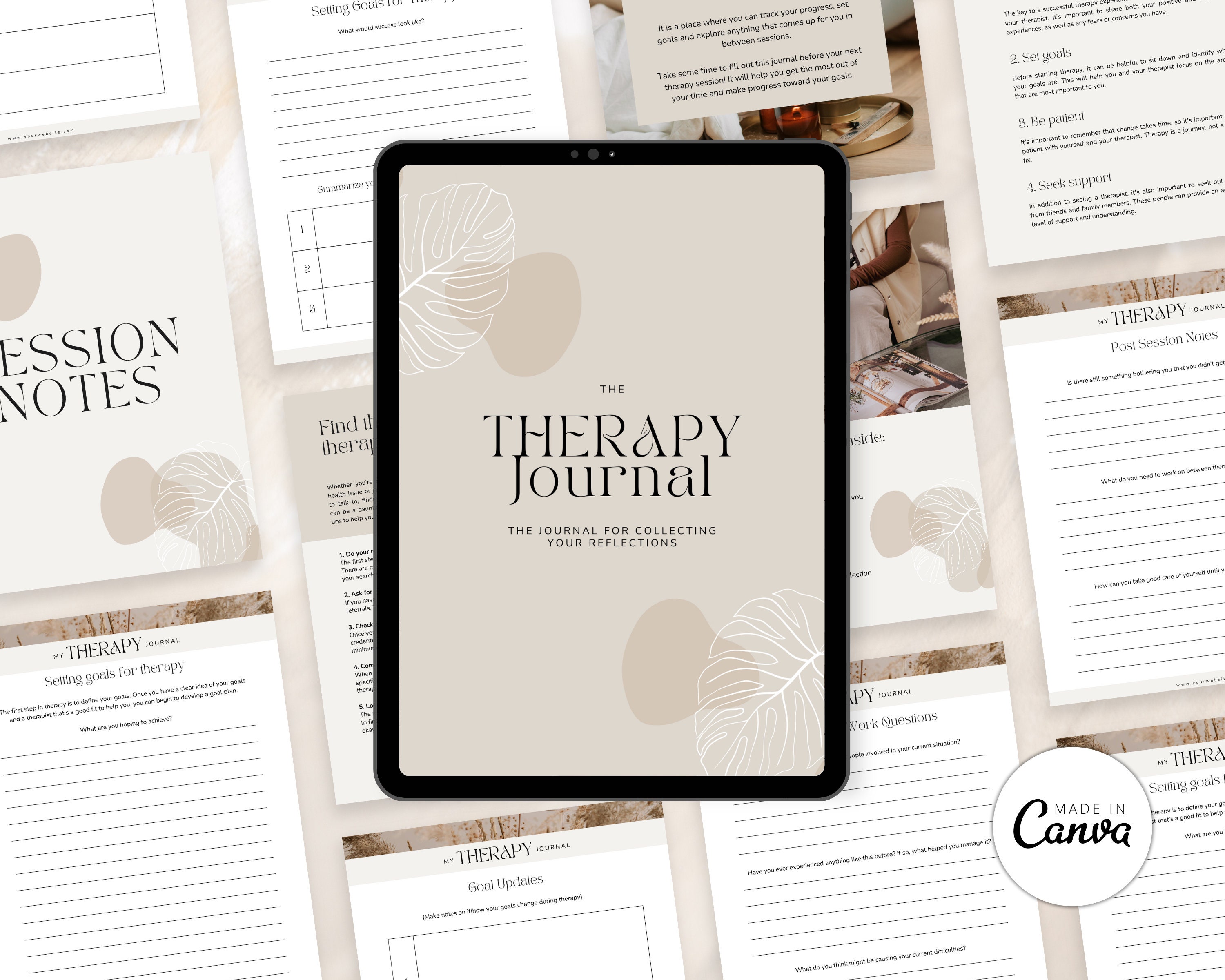Therapy Journal Canva Template: Self-discovery & Mental Health (70 ...