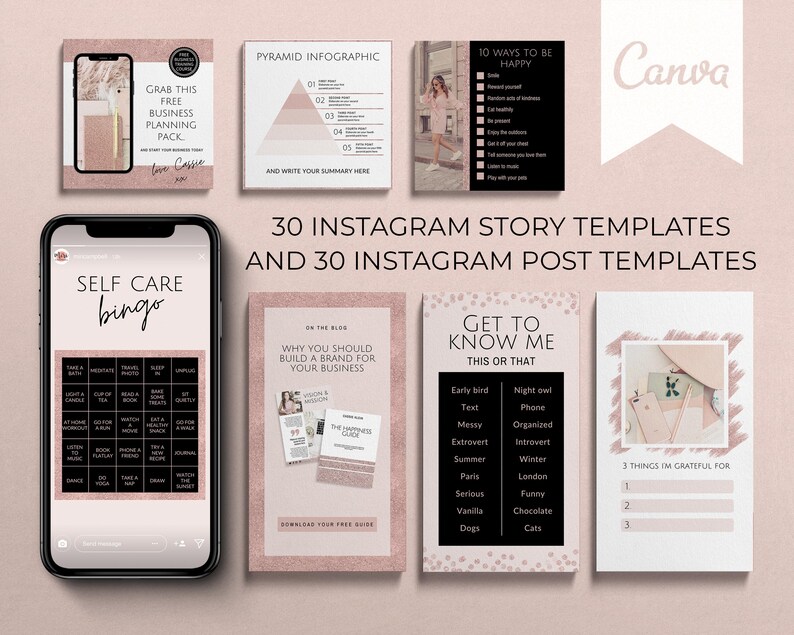 Rose Gold Instagram Post Templates Rose Gold Instagram Story - Etsy UK