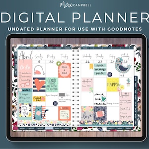 Undated Digital Planner for Goodnotes, Tablet Planner, Digital Planner Landscape, Digital Weekly Planner, Digital Daily Planner, RED & NAVY