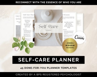 Self-Care Planner Canva Templates: Wellness Workbook (Digital Download)