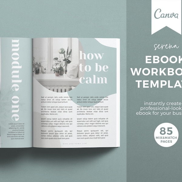 Canva Ebook Workbook Template: Mindfulness & Wellness Course (85-Page)