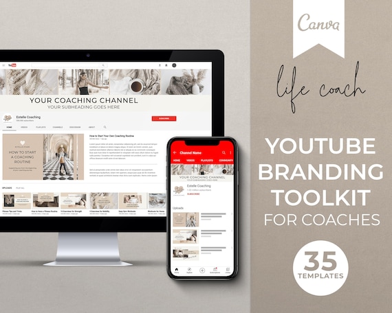 YouTube Branding Templates for Coaches: Canva Channel Art (Digital Download)