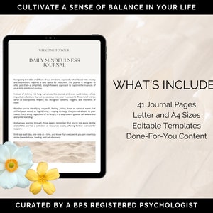 Mindfulness Journal Canva Templates, Daily Mindfulness Journal, Mindfulness Tool, Mindfulness Workbook, Mindfulness Practice, Coaching