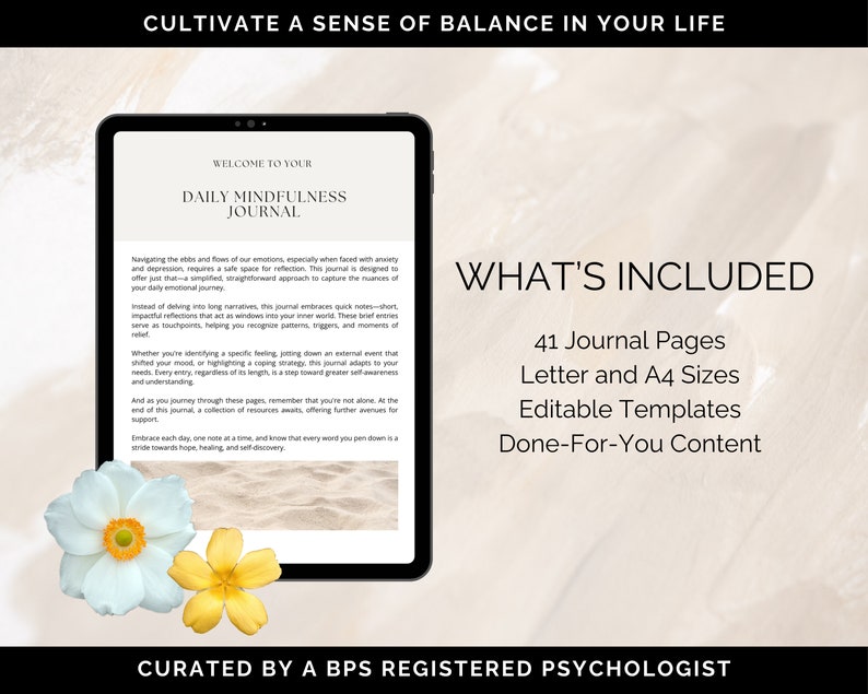 Mindfulness Journal Canva Templates, Daily Mindfulness Journal, Mindfulness Tool, Mindfulness Workbook, Mindfulness Practice, Coaching
