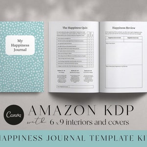 Happiness Journal KDP Canva Templates: 6x9 Interior & Cover (Digital Download)