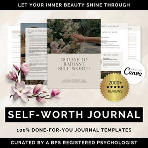 Self-Worth Booster Journal Canva Templates, Self-Esteem Journal, Self-Love Journal, Journal Templates, Done For You Journal, Self-Confidence
