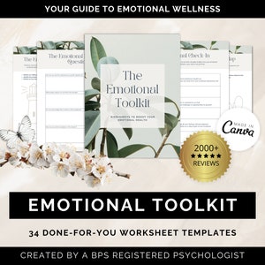 Emotional Wellness Toolkit, Emotional Wellness Worksheet Canva Templates, Coping With Emotions, Managing Emotions Journal, Emotions Journal