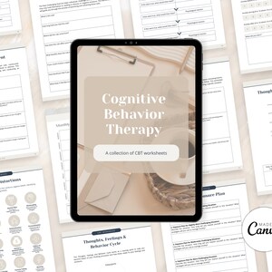 CBT Workbook Canva Templates, CBT Worksheets, Cognitive Behavioral Therapy Worksheets, CBT Tools, Coaching Templates, Coaching Tool