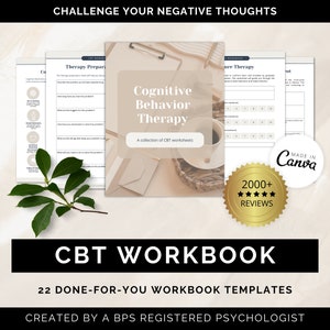CBT Workbook Canva Templates, CBT Worksheets, Cognitive Behavioral Therapy Worksheets, CBT Tools, Coaching Templates, Coaching Tool