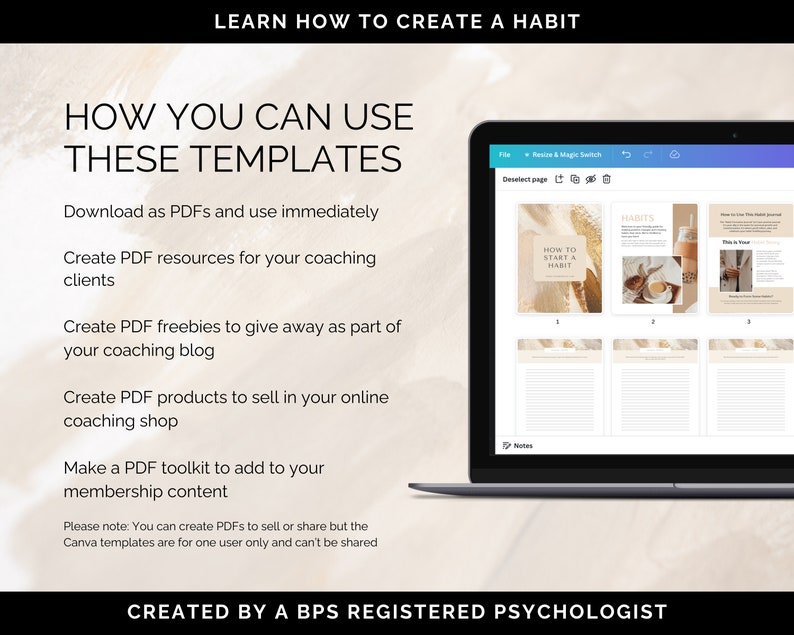 Habit Journal, Habit Journaling, Habit Builder, Habit Workbook, Canva Template, Coaching Template, Coaching Tool, Habit Journal Prompts