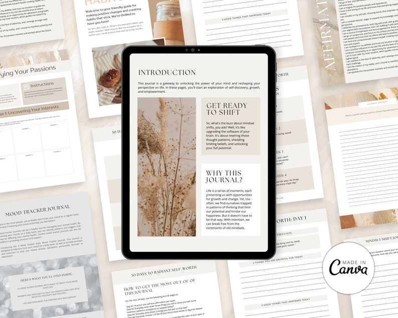 Personal Growth Journal Canva Templates, Life Coaching Journal, Life Coaching Workbooks, Lead Magnet, Journal Bundle, Mindset Journal, Coach