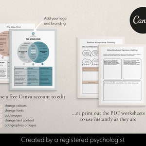 DBT Mindfulness tool, mindfulness resources, mindfulness worksheets, mindfulness workbook, canva templates, dbt resources, dbt tools, therapy worksheets, therapy tools, therapist worksheets, therapist resource, therapy business, miri campbell