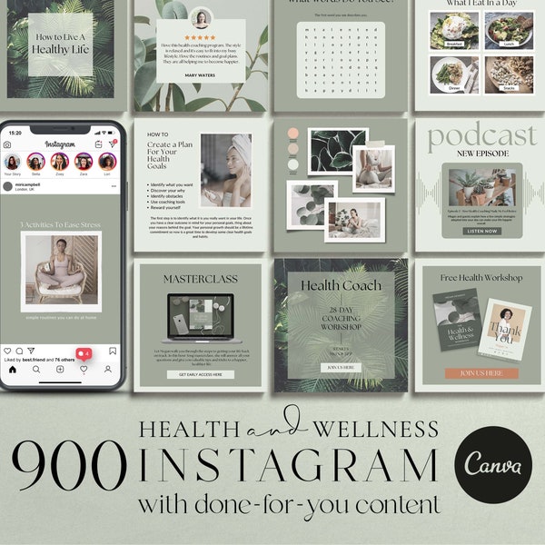 Modèle de canva Instagram santé et bien-être, modèle de santé, modèle de bien-être, entreprise de santé et de bien-être, modèle de santé et de bien-être