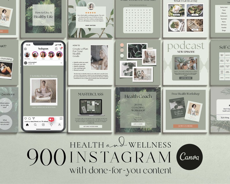 Health and Wellness Instagram Canva Template, Health Template, Wellness Template, Health and Wellness Business, Health and Wellness Template