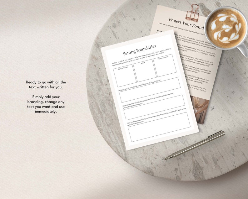 Healthy Boundaries Workbook, Boundary Setting Workbook, Boundaries Canva Template, Relationship Coaching Canva Template, Canva Coaching Tool
