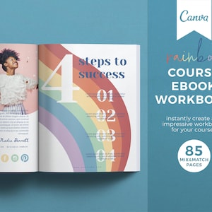 Modello ebook arcobaleno per Canva, modello ebook Canva, modello ebook per bambini, modello Canva cartella di lavoro del corso, magnete guida arcobaleno, Canva