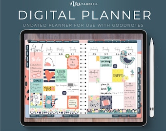 Undated Digital Planner for GoodNotes, Stickers (Instant Download)