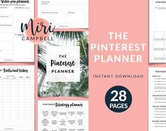 Pinterest Planner Printable, Pinterest Strategy Planner, Pinterest Marketing Tips, Pinterest Planner for Bloggers, Pinterest Workbook, PDF