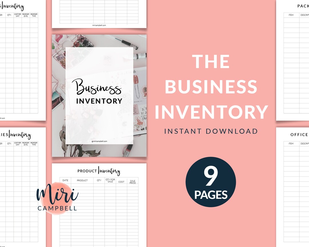 Printable Business Inventory, Printable Business Planner, Business ...